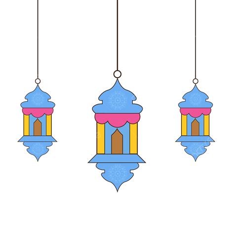 Lampion Ramadhan Warna Warni Dengan Design Kombinasi Warna Biru Pink