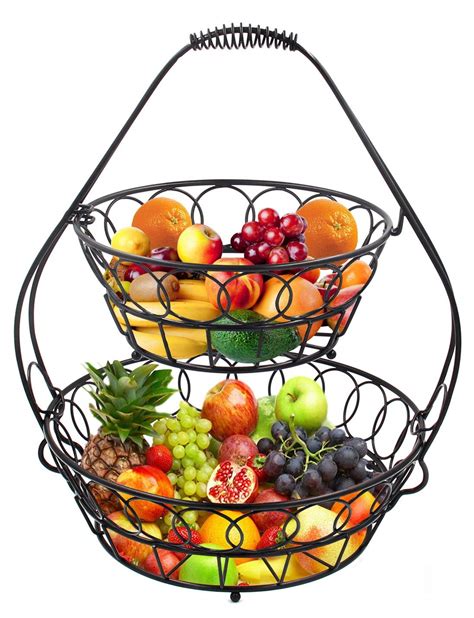 buy tqvai 2 tier removable fruit bowel basket stand wire bread fruit storage rack black online