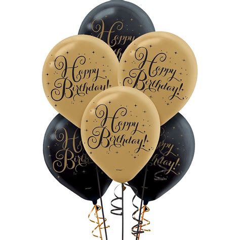 Black And Gold Birthday Balloons 15ct Gold Birthday Party Birthday