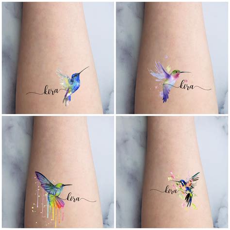 Temporäre Kolibri Tattoos Personalisierte Name Tattoos