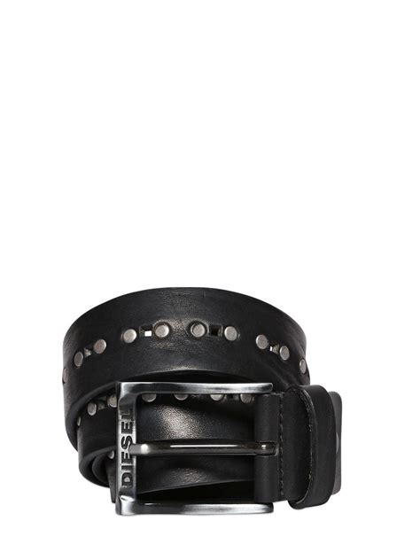 Diesel 40mm Studded Leather Belt In Black For Men Lyst