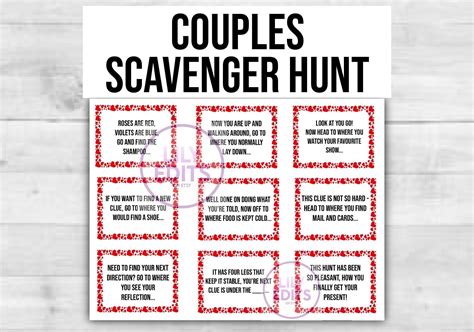 couples scavenger hunt treasure hunt with clues fun etsy