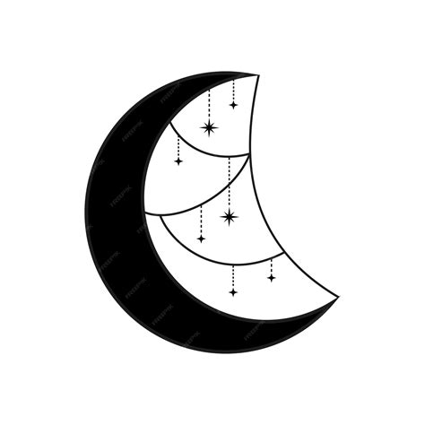 Silhouette De Croissant De Lune Avec Icône Détoiles Suspendues