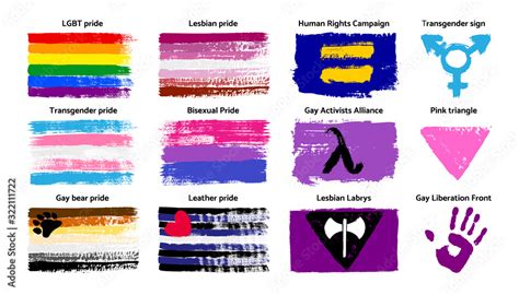 Grunge Lgbt Pride Flag And Symbols Collection Lesbian Gay Bisexual