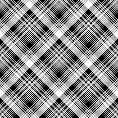 Tartan Plaid Black White Fabric Texture Seamless Pattern Stock Vector