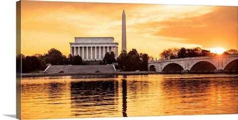 Monuments In Washington Dc At Sunset Wall Art Canvas Prints Framed
