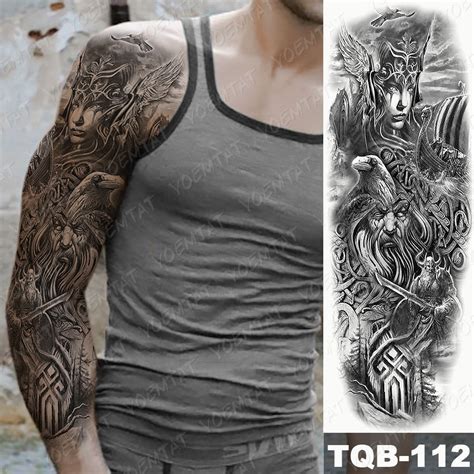 Large Arm Sleeve Tattoo Ninetales Sakura Cat Demon Waterproof Temporar Wenkouban