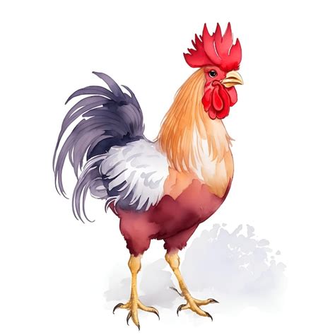 Premium Ai Image Farm Rooster In Chibi Style In Watercolor Style