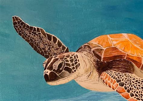 Original Sea Turtle Acrylic Painting Wall Art Handpainted By Etsy