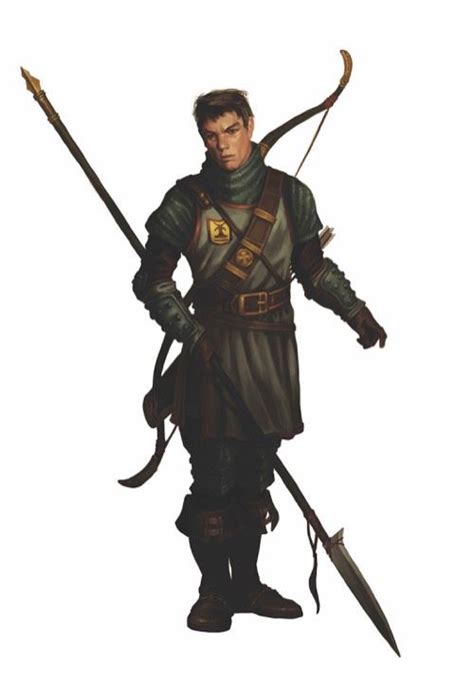 Male Fighter Ranger Spear And Bow And Arrow Pathfinder Dnd