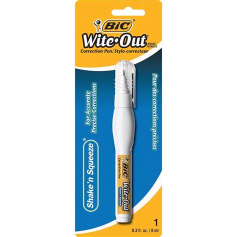 Bic Wite Out Shake N Squeeze Correction Pen Tip Applicator 8 Ml