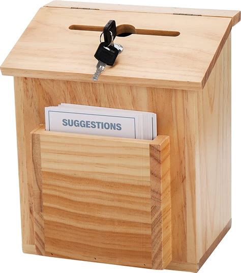 Zenfun Wooden Suggestion Box With 50 Free Suggestion Cards Natural