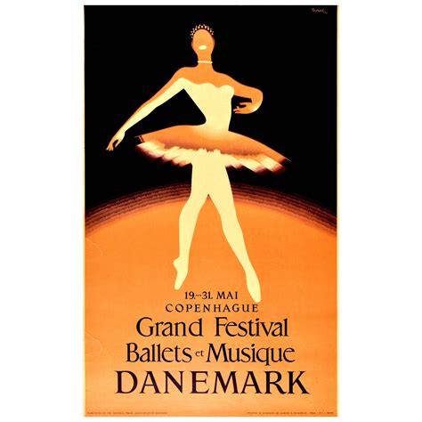 Original Vintage Poster Grand Festival Ballets Musique Music Dance