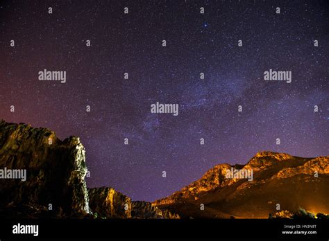 The Starry Sky Above Rocky Dolomite Stock Photo Alamy