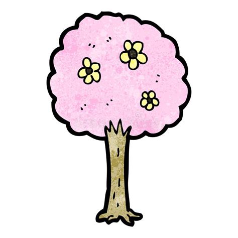 Decorative Pink Tree Cartoon Stock Illustration Illustration Of