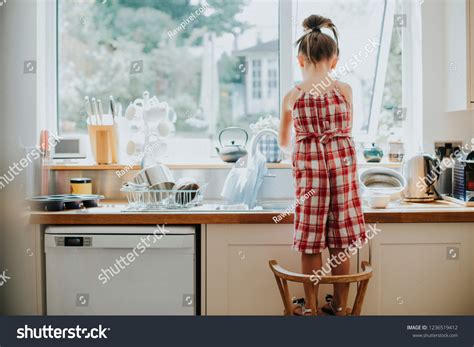Little Girl Doing Dishes Stock Photo 1236519412 Shutterstock
