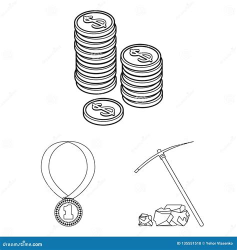 Vector Design Of Gold And Ingot Icon Set Of Gold And Economics Stock