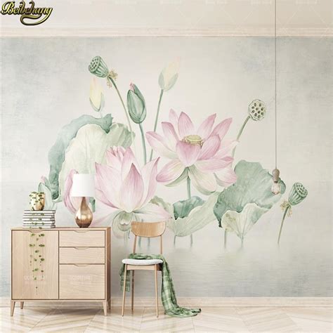 Beibehang Custom Pink Lotus Wallpaper For Walls 3d Mural Wall Paper