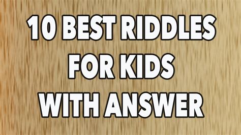 Good Riddles For Kid With Answer Youtube