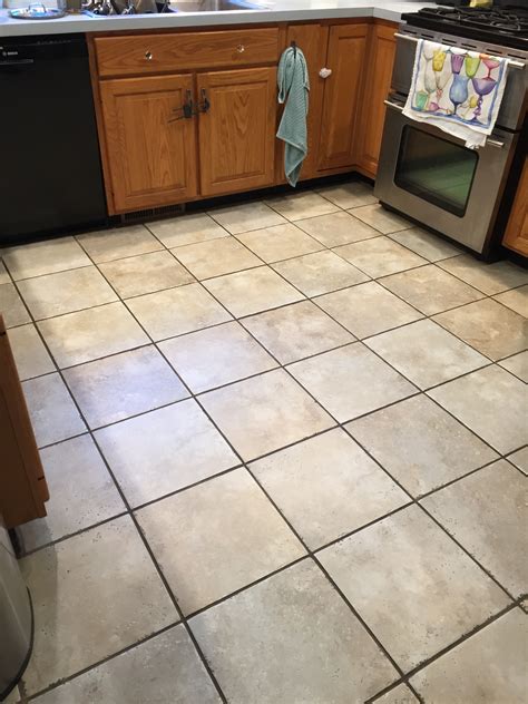 Tile Floor With Dark Brown Grout At Home With Azelie