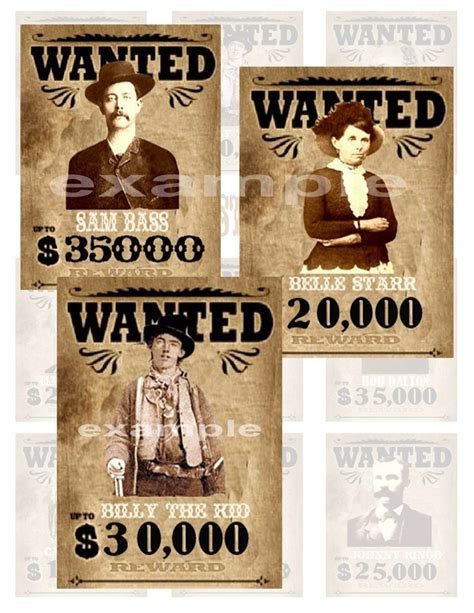 Western Outlaws Western Wanted Posters Wanted Posters Outlaw Posters
