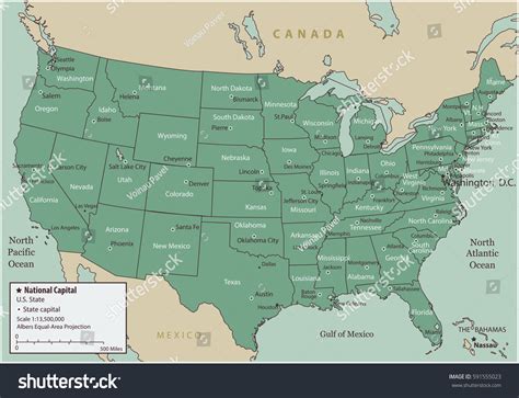 Vektor Stok Usa Map Federal States All States Tanpa Royalti 591555023