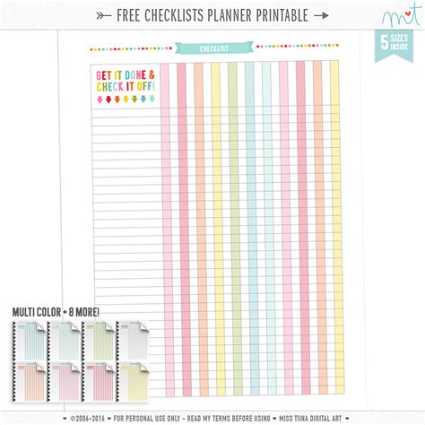 Free Checklists Planner Page Printables