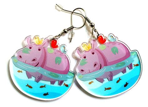 Cute Hippo Earrings Hippopotamus Animal Lovers T Hippo Jewelry