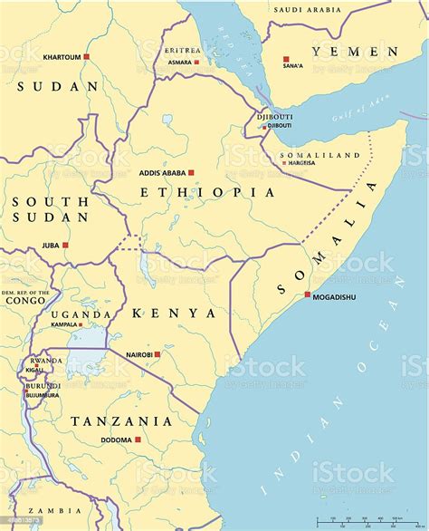 East Africa Political Map Stock Illustration Download Image Now Istock