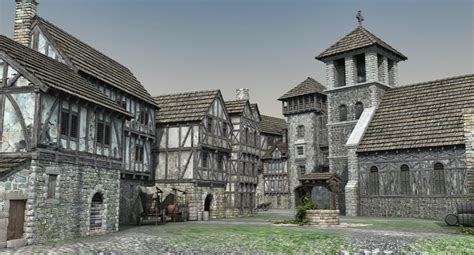 Medieval Port 3d In 2021 Medieval Port Fantasy Architecture Medieval