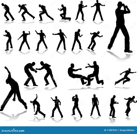 Fighting Men Silhouettes Stock Vector Illustration Of Competition