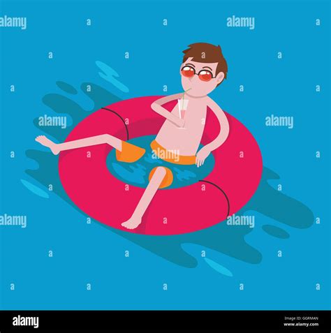 Man Relaxing On Swimming Pool Stock Vector Image And Art Alamy