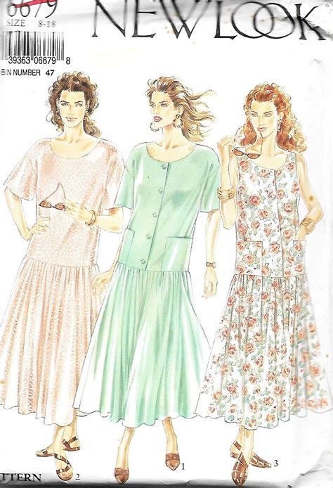 New Look Misses Dropped Waist Dress Sewing Pattern Size