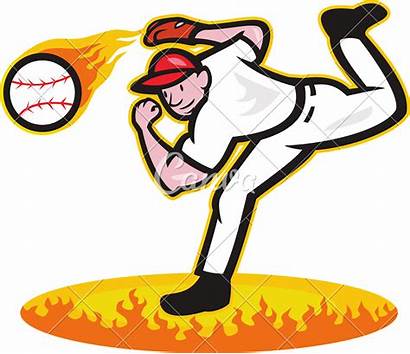 Baseball Throwing Clipart Pitcher Ball Fire Canva
