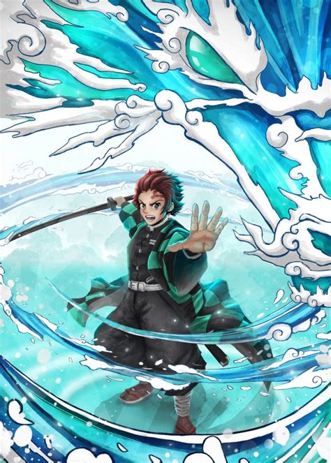 water breathing tanjiro poster by ruby art displate anime slayer fantasy character design