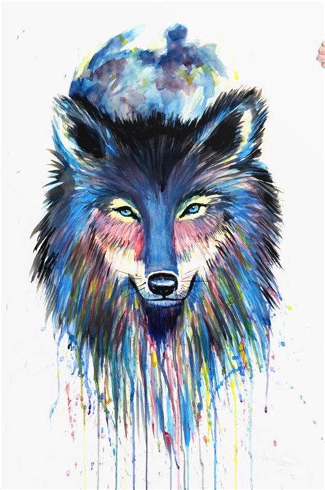 Colourful Wolf Painting Poster Art Print Mothers Day Etsy