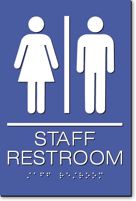 Staff Restroom Sign White On Blue