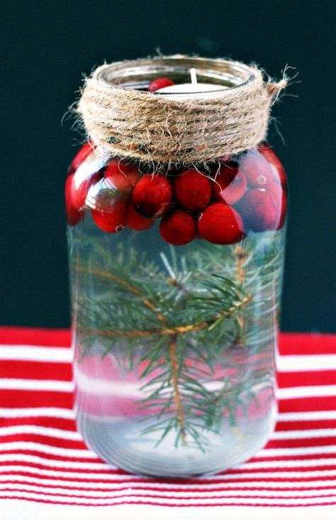 This Diy Holiday Cranberry Pine Mason Jar Floating Candle Makes A Great