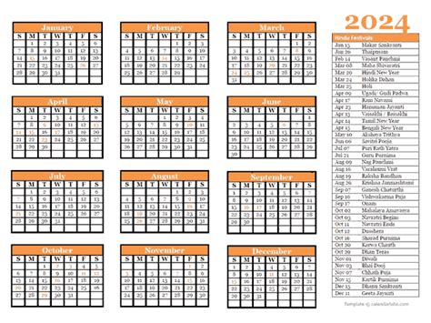 2024 Hindu Festivals Calendar Template Free Printable Templates