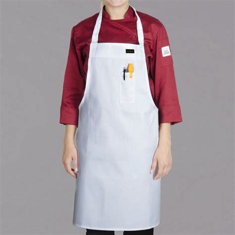 Chef Revival Delux White Poly Cotton Customizable Bib Apron With 1 Pocket 34 X 34