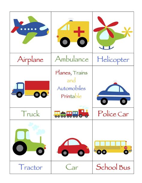 Printable Transportation Pictures For Preschoolers Ted Lutons