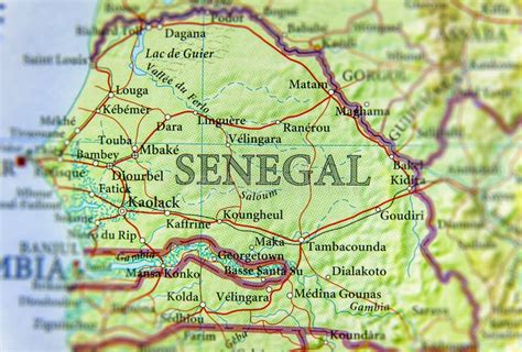 Geographic Map Of Senegal With Important Cities Stock Photo Image Of