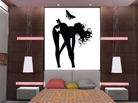 Sexy Hot Girl Butterfly Hair Spa Beauty Silhouette Bedroom Wall Art
