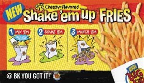 Anyone Remember Burger King Cheese Fries You Put Cheese Powder In With The Fries And Shook Them
