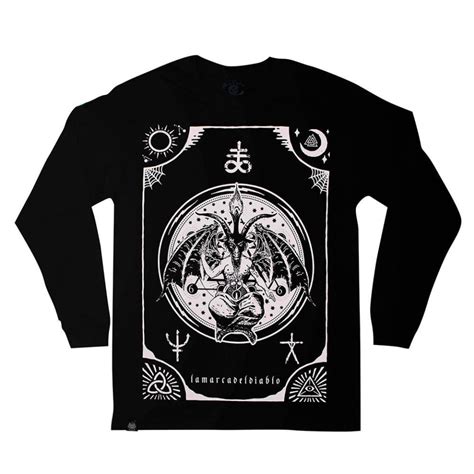 Playera Manga Larga Kingmonster Baphomet Kingmonster Estampado