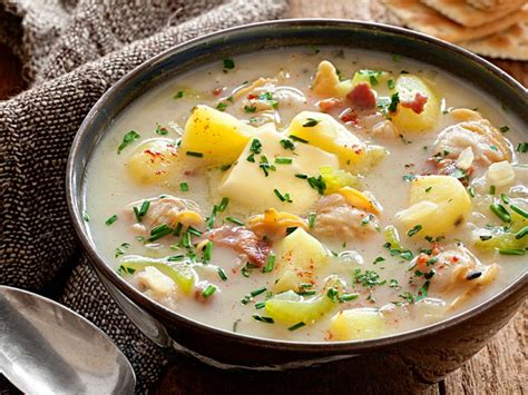 Choose chicken and turkey without skin or remove since even the leanest meat, chicken, fish, and shellfish have saturated fat and cholesterol, limit the total amount you eat to 5 ounces or less per day. Low-Fat Clam Chowder Recipe | Food Network Kitchen | Food ...