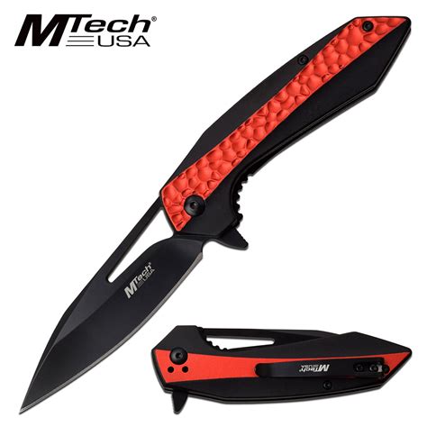 Spring Assist Folding Knife Mtech 35 Black Blade Edc Tac