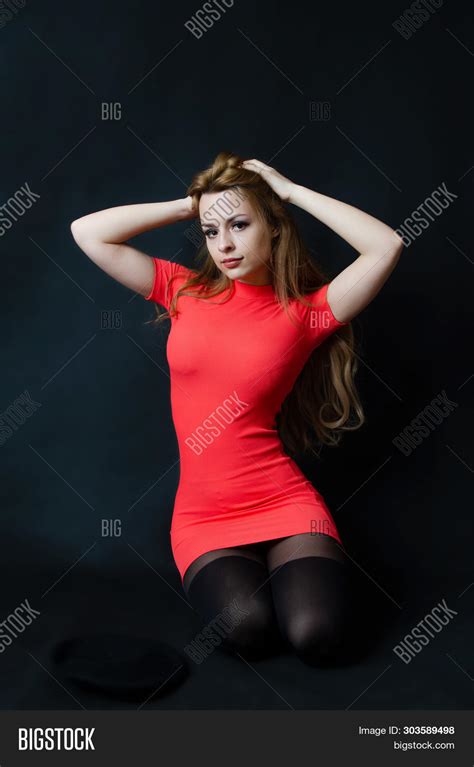 girl on her knees red image and photo free trial bigstock