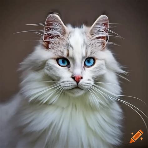 Norwegian Forest Cat With Unique Blue Eyes