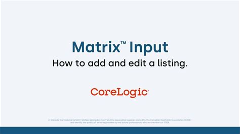 Matrix™ Listing Input Youtube